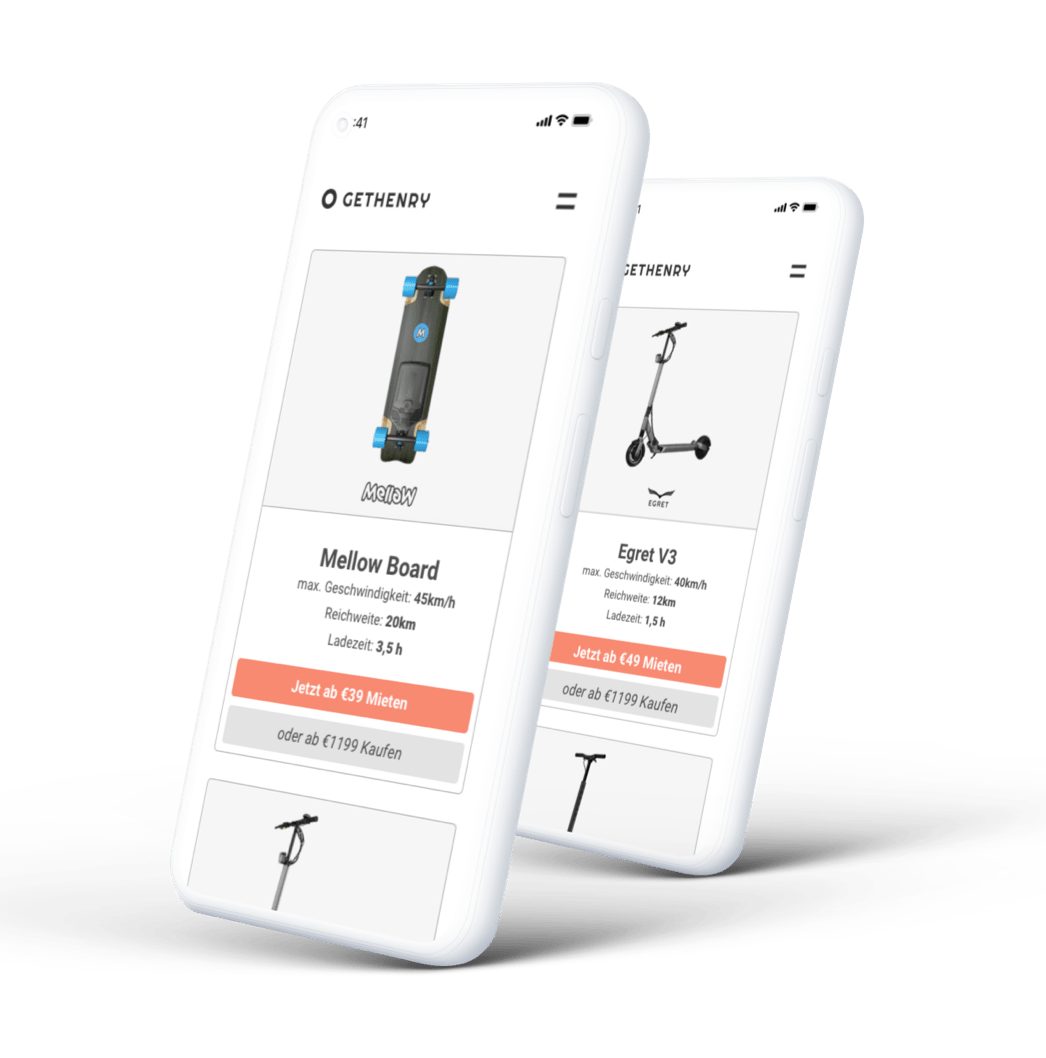 Mobile Ansicht der Produkt UI von GetHenry